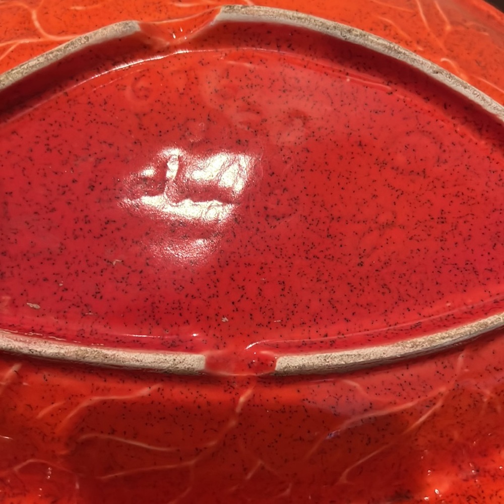 Vintage MCM Orange Leaf Shape Ashtray With Gold Flecks - Picture 9 of 9